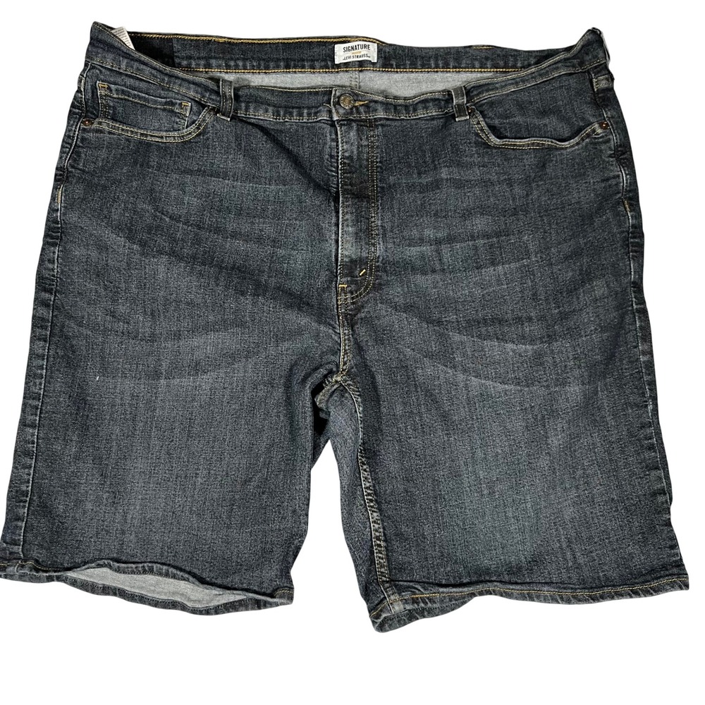 Signature by Levi Strauss Mens Denim Shorts Dark Wash Size 44 Whiskers